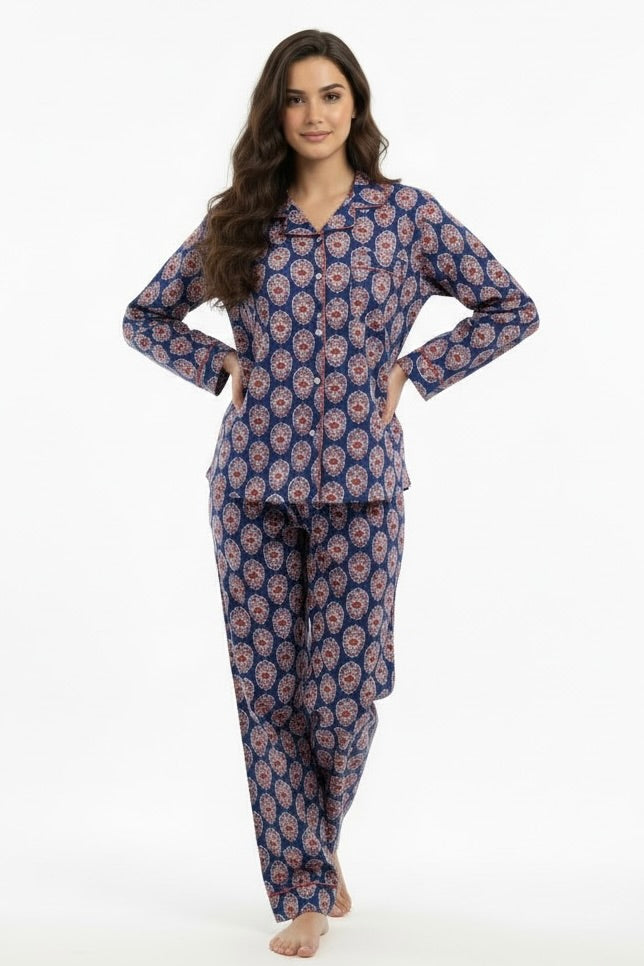 Gabriella Long Pajama Set in Midnight Floral from KADOU Boutique