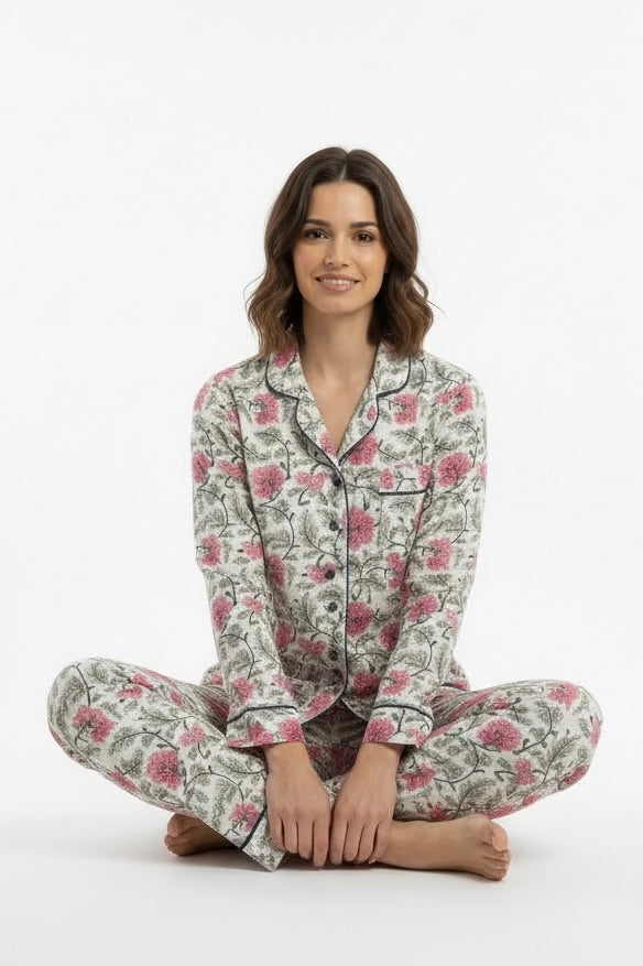 Gabriella Long Pajama Set in Violet Lotus