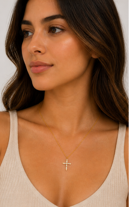 Gabriella Cz Cross Necklace from KADOU Boutique