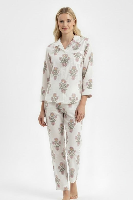 Gabriella Long Pajama Set in Royal Aster from KADOU Boutique