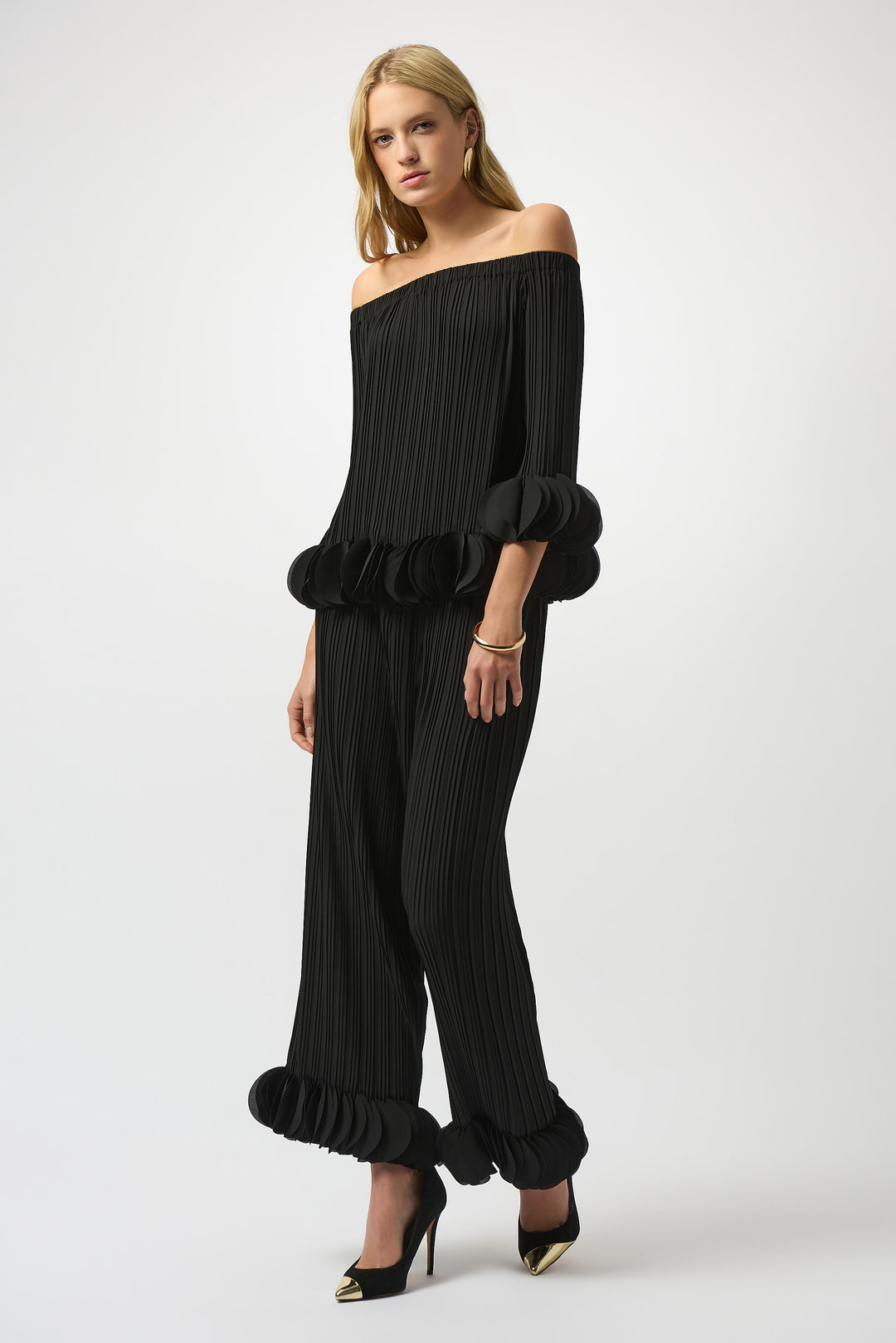 Georgette Off Shoulder Pleated Top - 253939-11