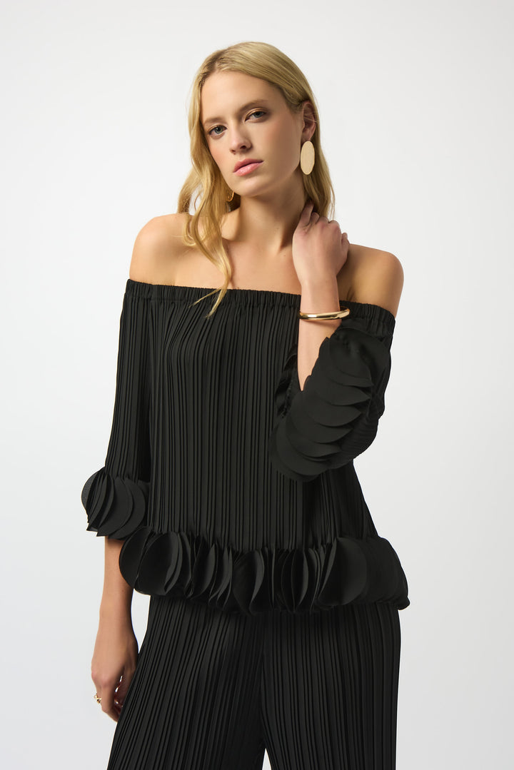 Georgette Off Shoulder Pleated Top by Joseph Ribkoff