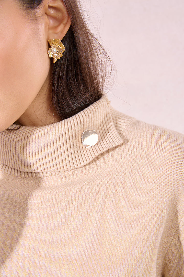 Golden Button Knitted Sweater