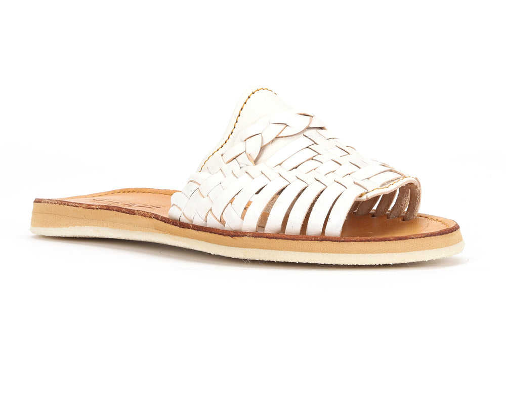 Huarache Peep-Toe Slides White from KADOU Boutique