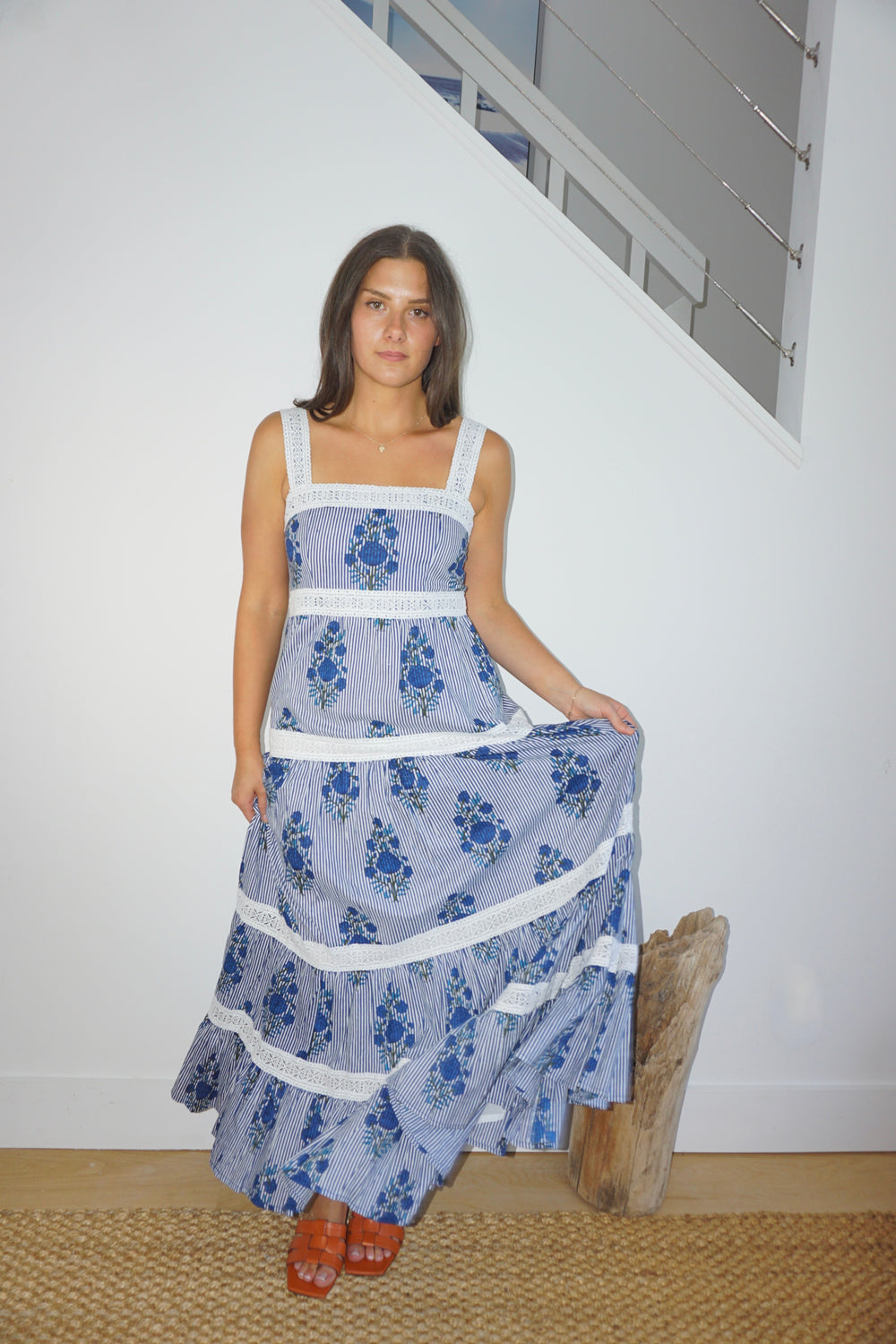 Halo Maxi Dress in Navy Block Stripe from KADOU Boutique