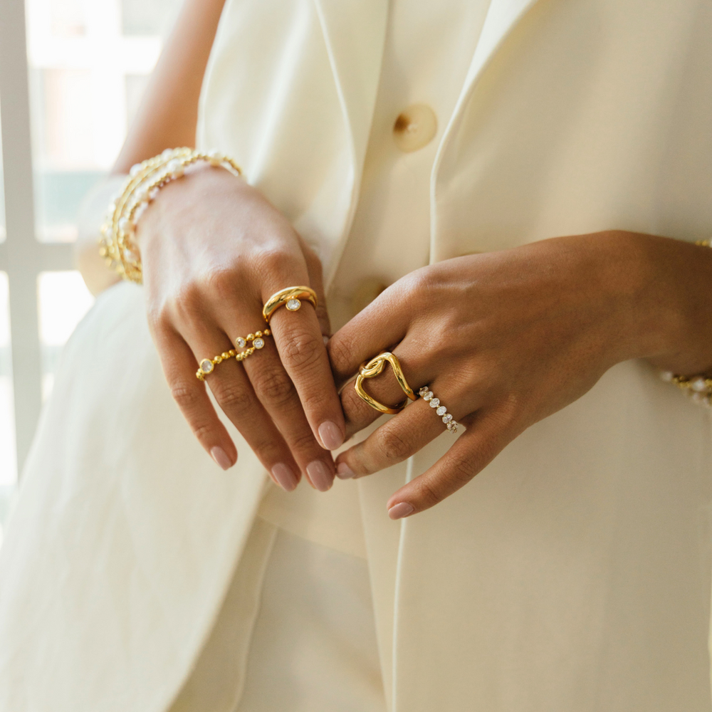 Skylar Bezel Beaded Ring from KADOU Boutique