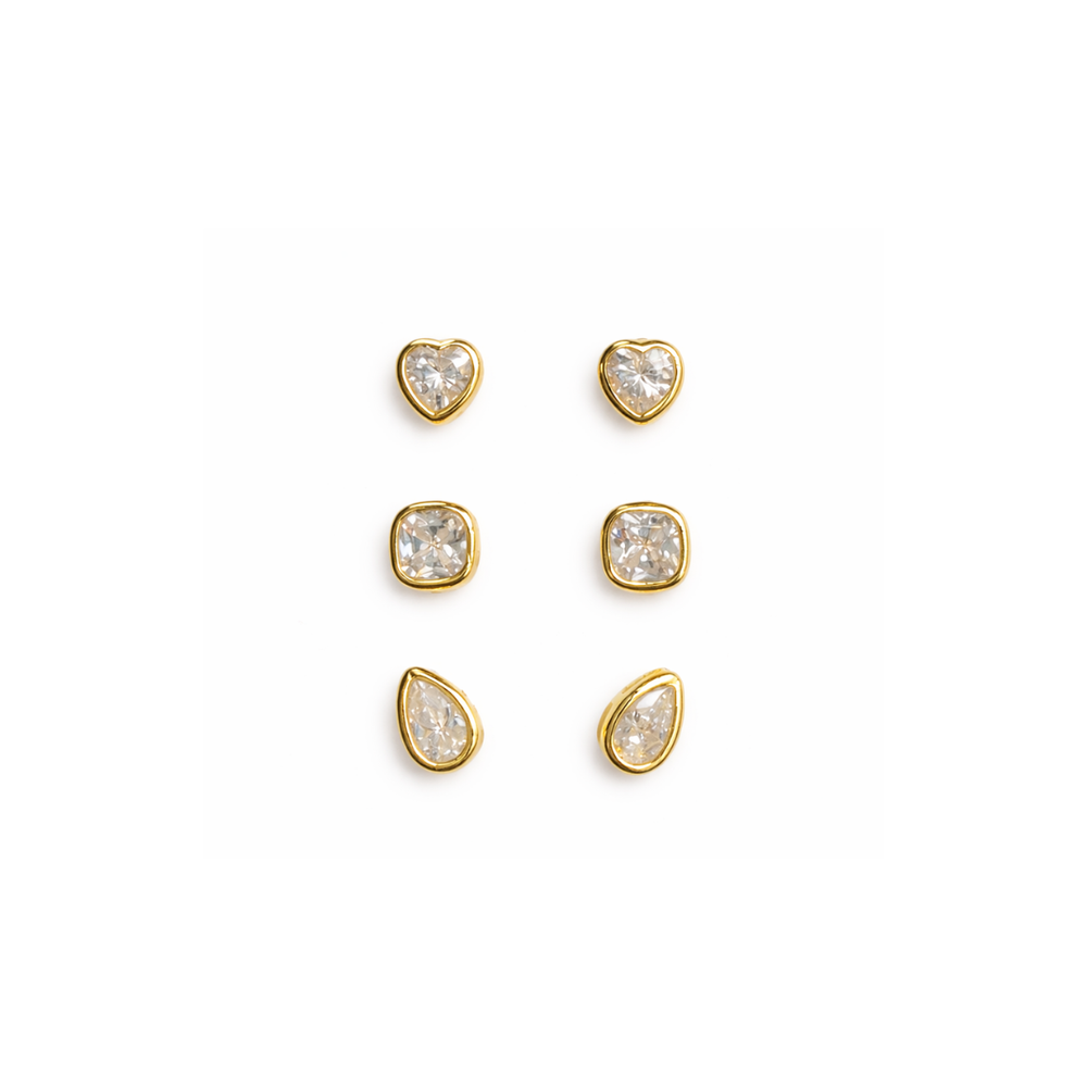 Lizzie Cz Bezel Earring Set from KADOU Boutique