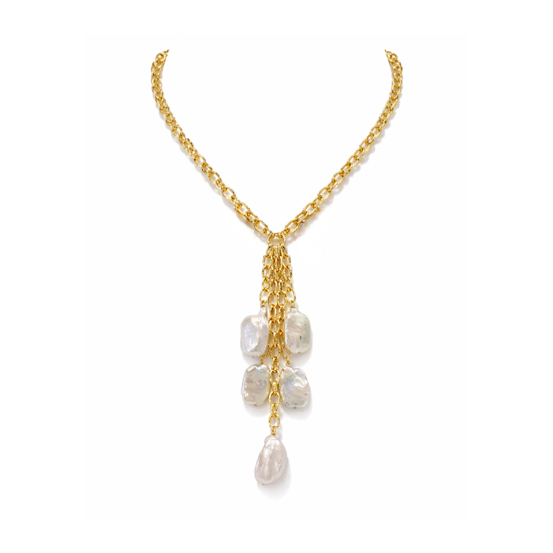 Mykonos Tassel Pearl Necklace