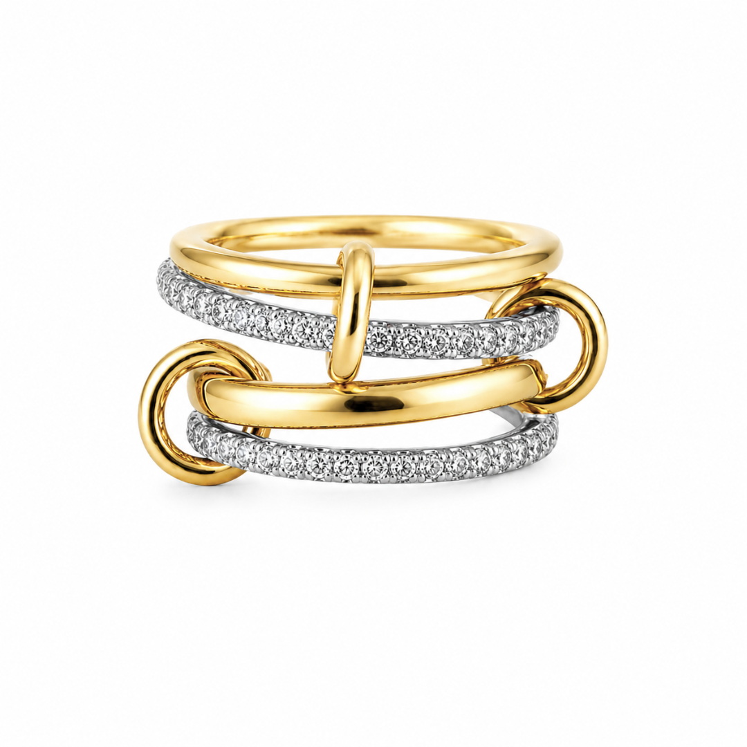 Mina Two Tone Pave Stacked Ring