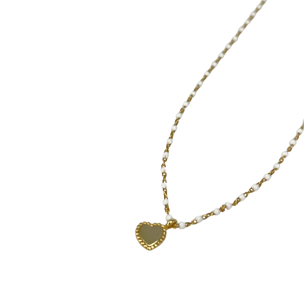 Elsa Mini Heart Necklace White from KADOU Boutique