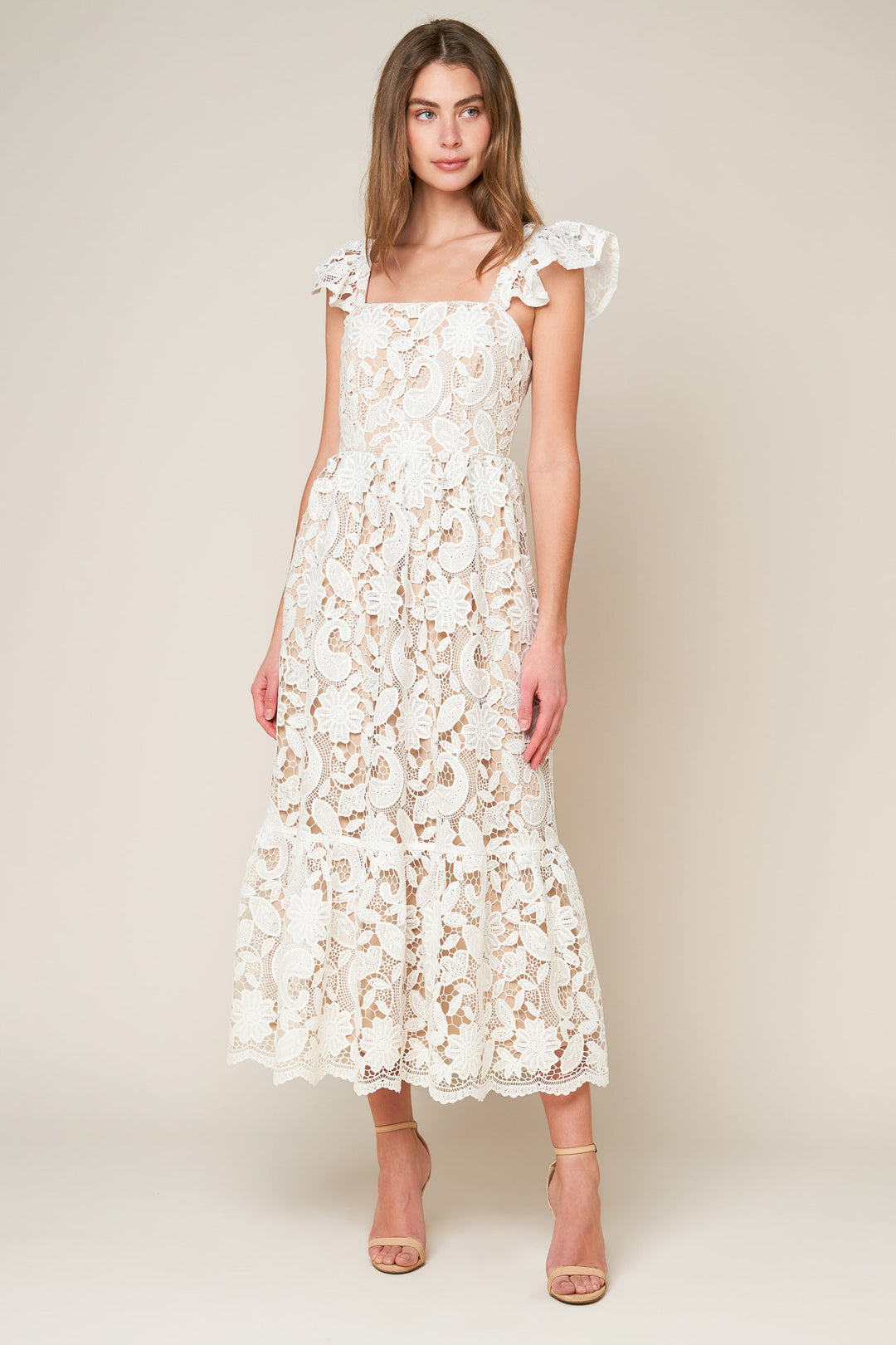 Still Thinking Lace Midi Dress from KADOU Boutique