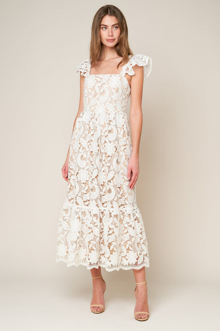 Still Thinking Lace Midi Dress from KADOU Boutique