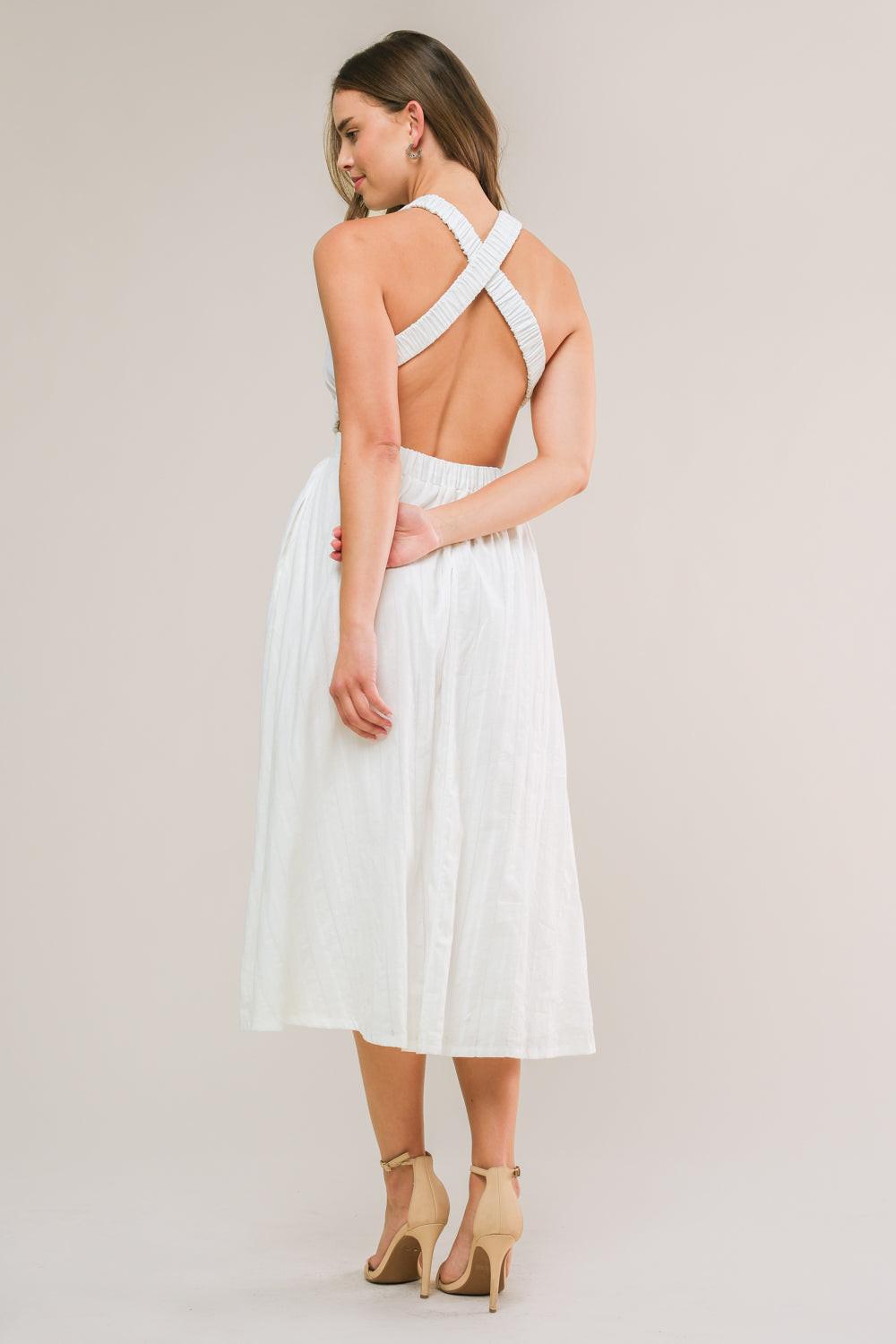 Admired from Afar Woven Midi Dress from KADOU Boutique