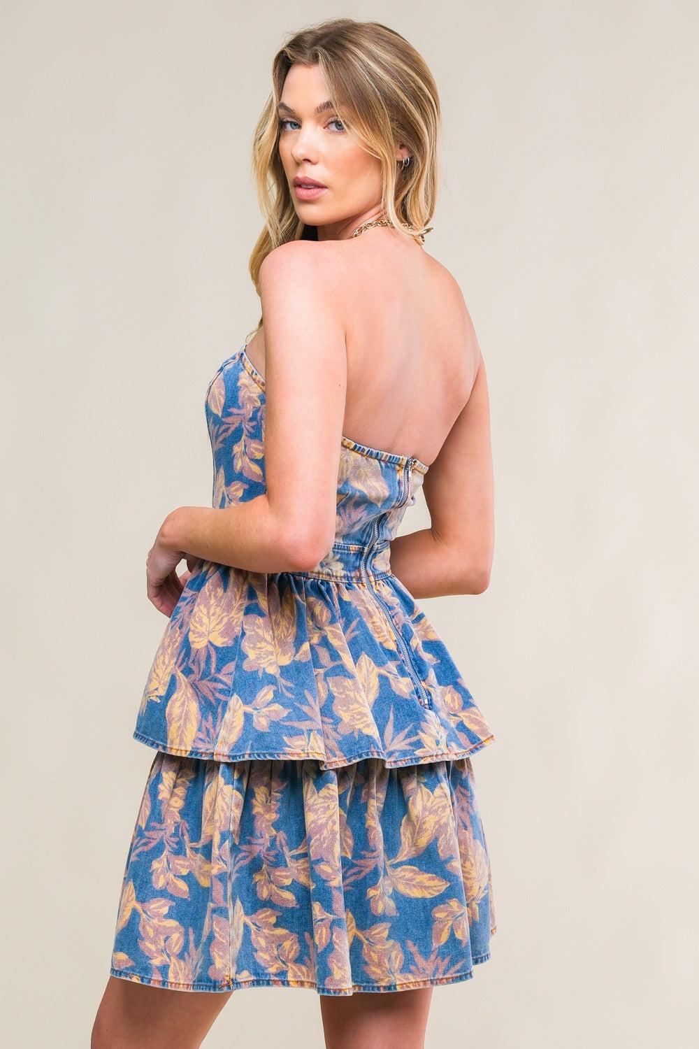 Summer Moments Denim Mini Dress from KADOU Boutique