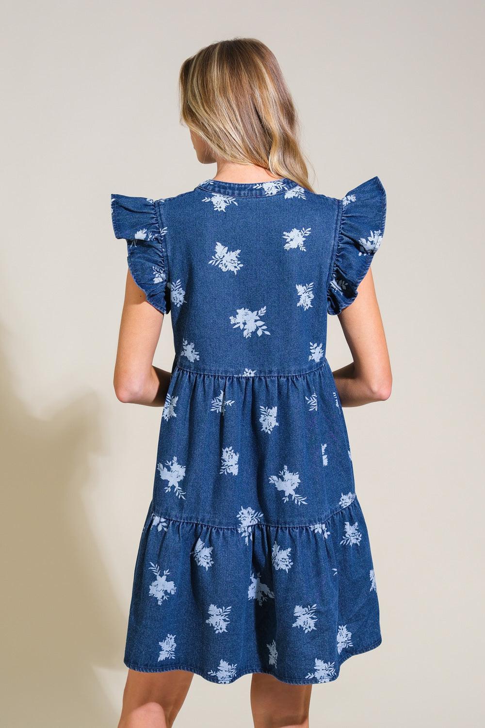 Romantically Entangled Denim Mini Dress from KADOU Boutique