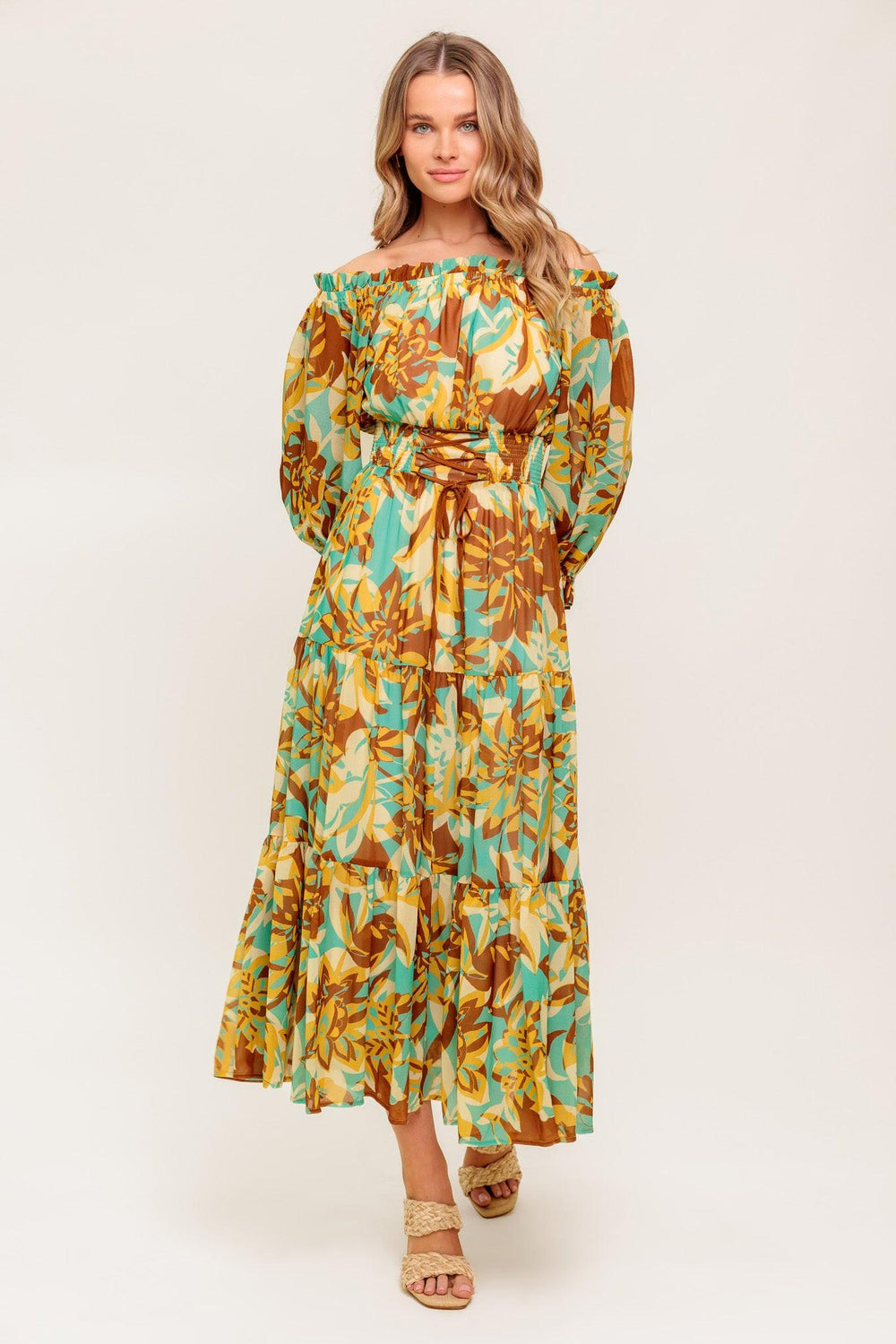 Thena Secret Garden Woven Midi Dress from KADOU Boutique