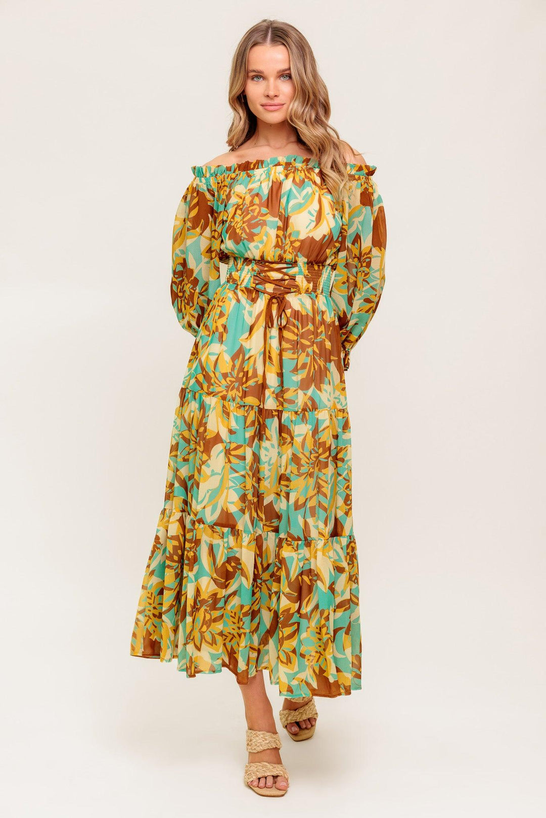 THENA SECRET GARDEN WOVEN MIDI DRESS