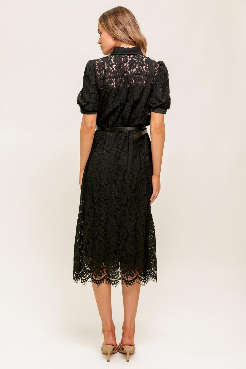 Timid to Tenacious Woven Lace Shirt Dress from KADOU Boutique