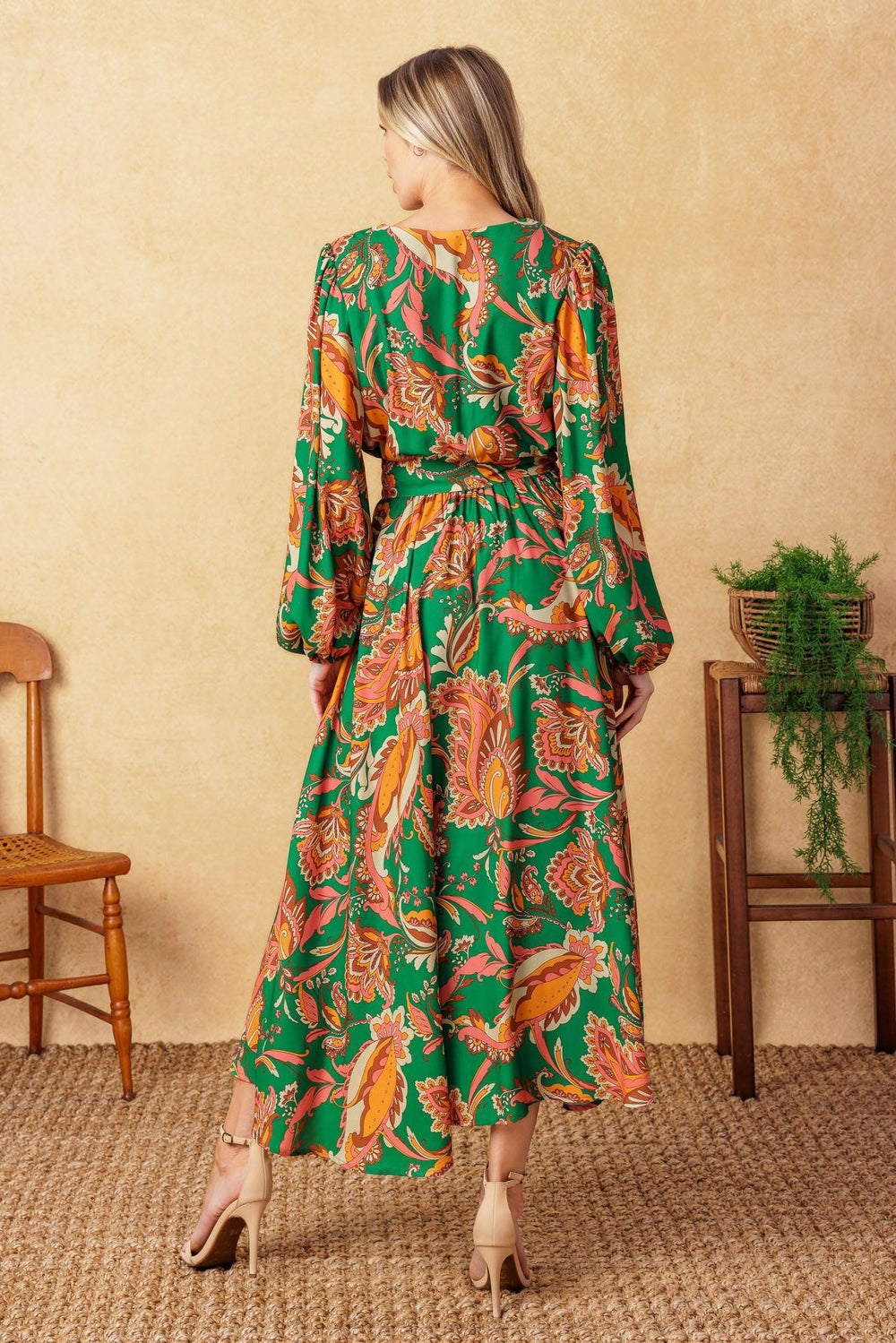 Sunnyside Florals Woven Midi Dress from KADOU Boutique