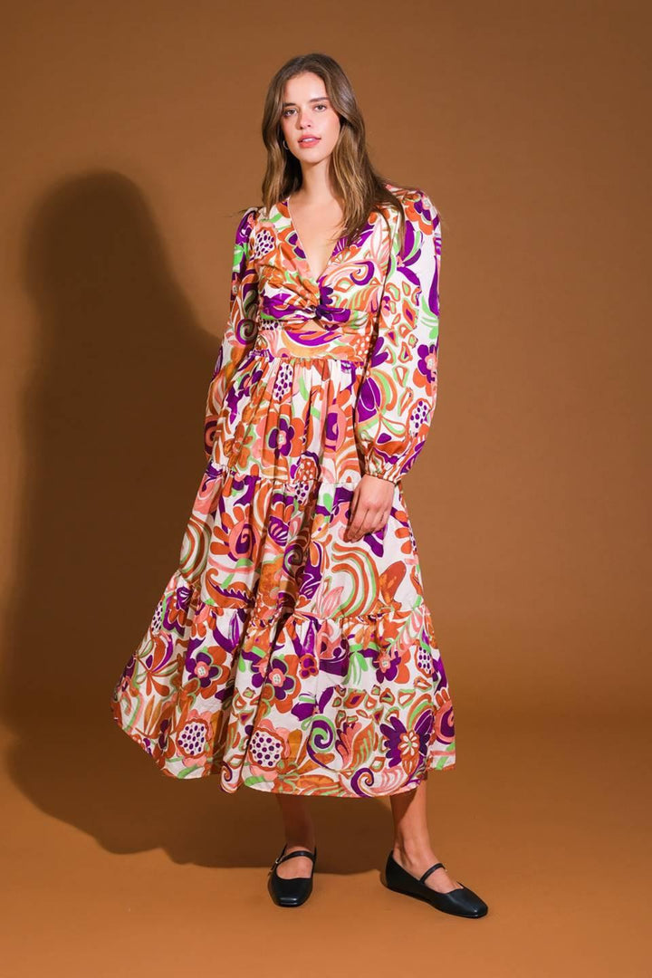 Blossom Beauty Woven Midi Dress from KADOU Boutique