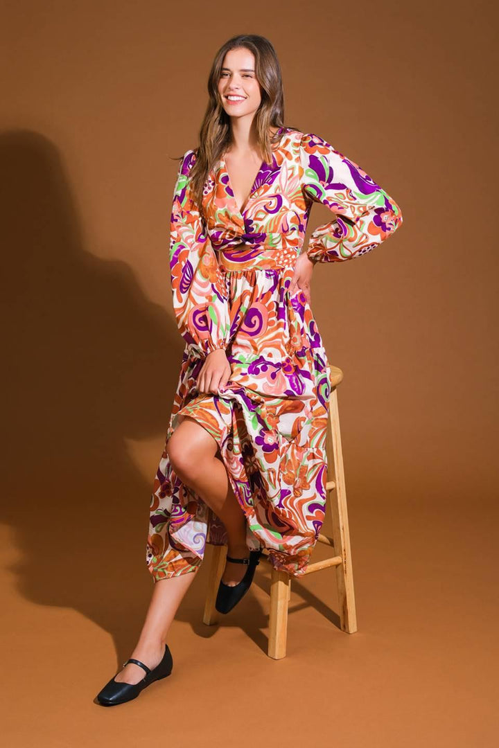 Blossom Beauty Woven Midi Dress from KADOU Boutique
