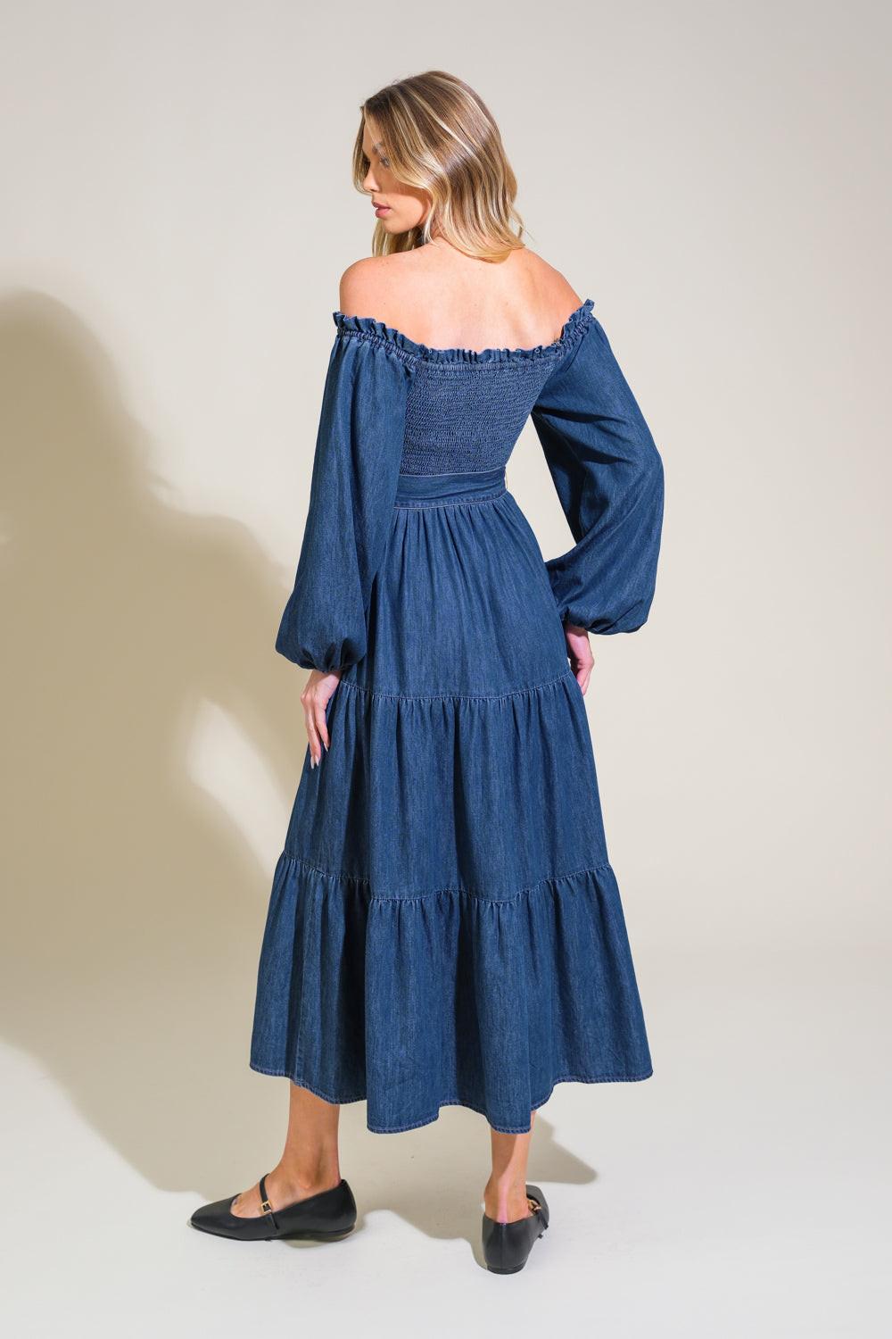Artistic Impulse Denim Midi Dress from KADOU Boutique