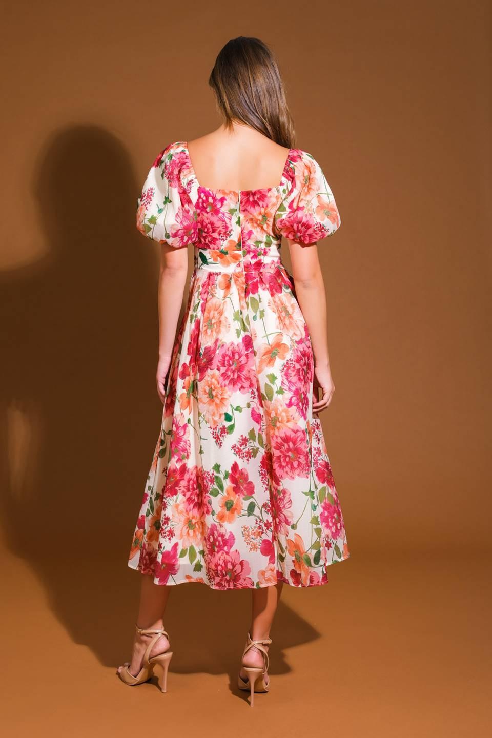 Floral Reverie Woven Midi Dress from KADOU Boutique