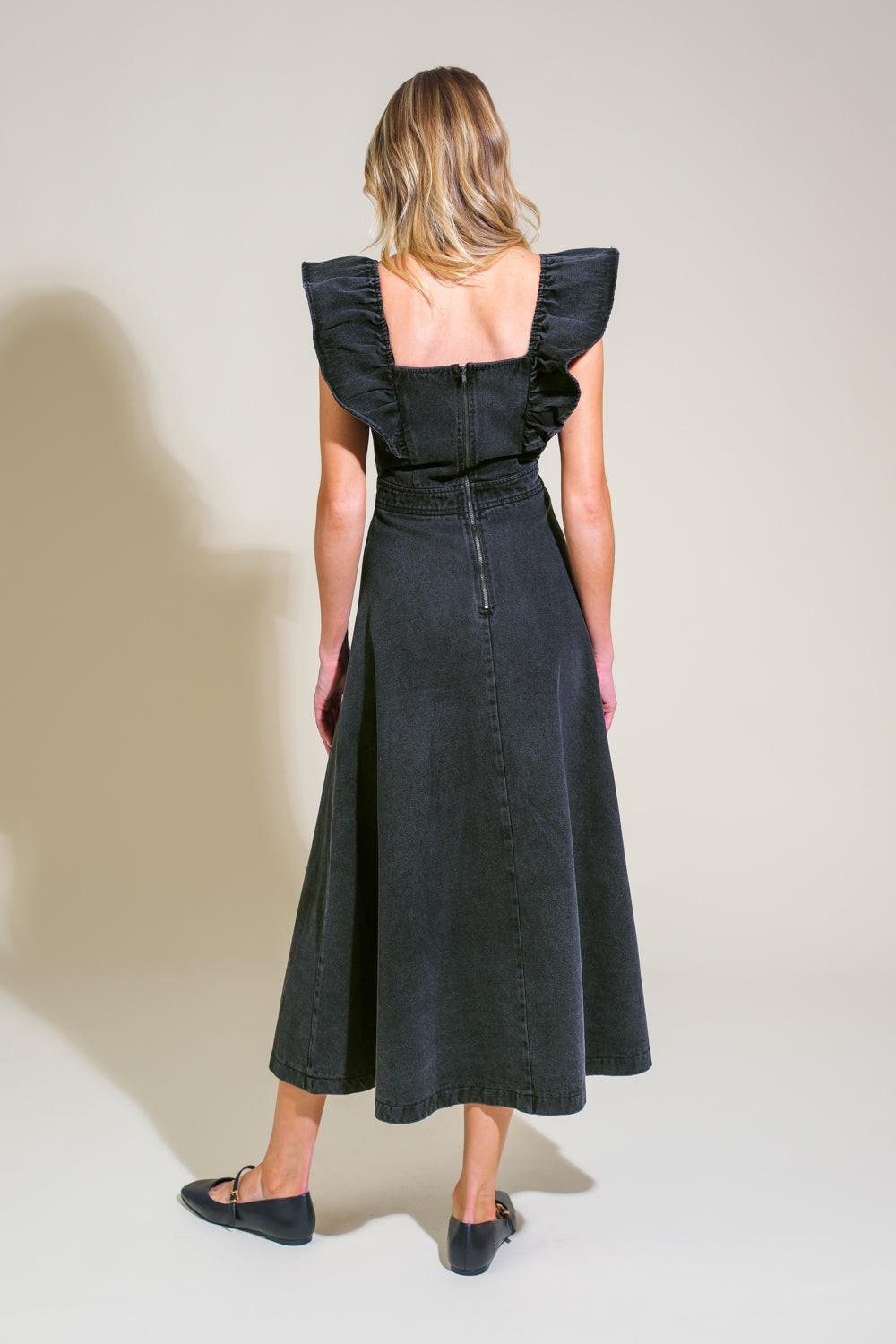 Timeless Charm Denim Midi Dress from KADOU Boutique