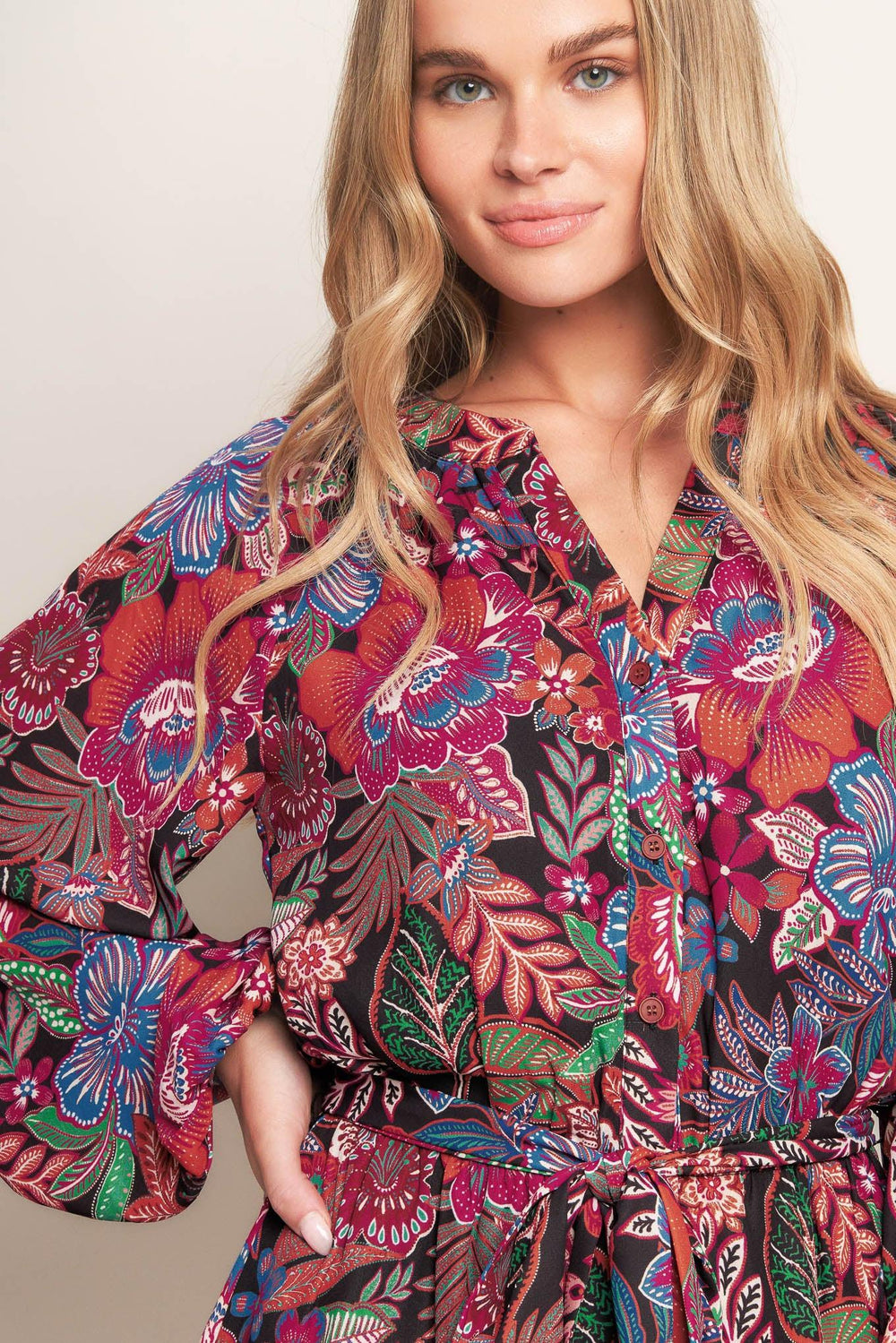 Floral Bliss Woven Mini Dress from KADOU Boutique