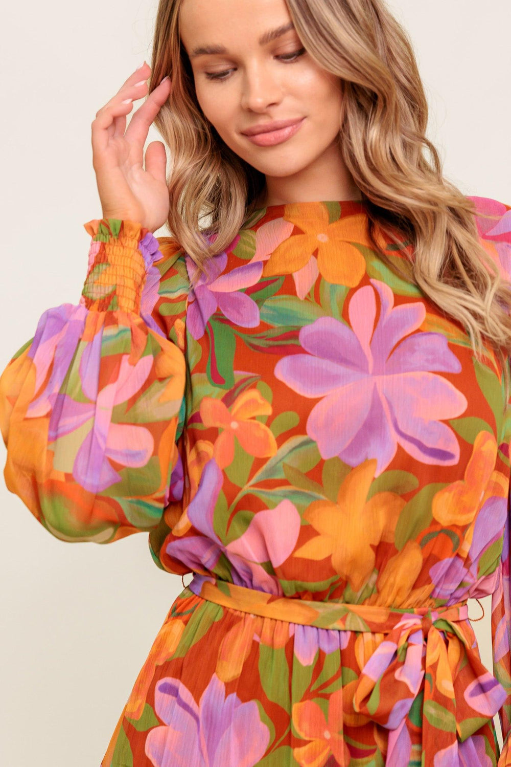 Muted Garden Woven Mini Dress from KADOU Boutique