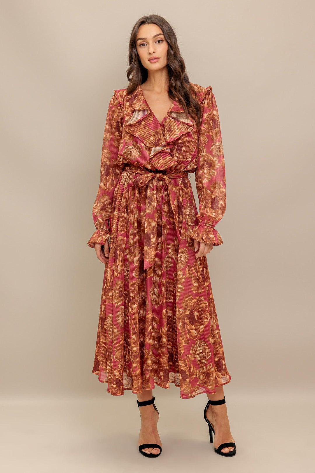 Autumn Sonata Woven Midi Dress from KADOU Boutique