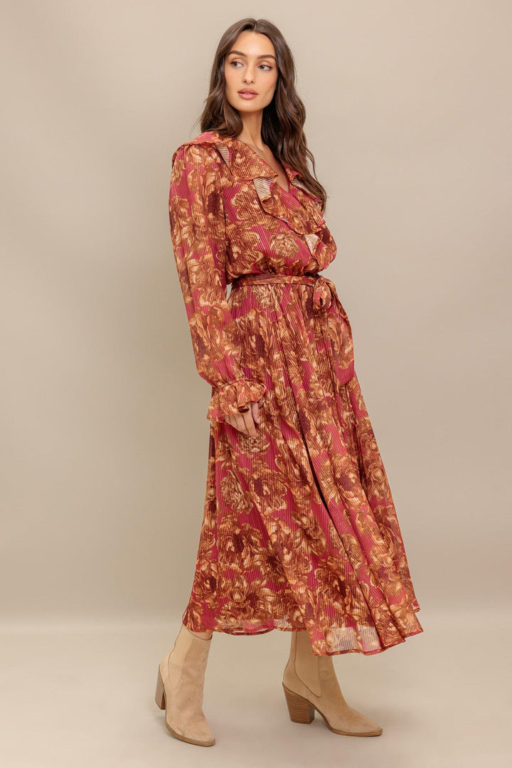 Autumn Sonata Woven Midi Dress from KADOU Boutique