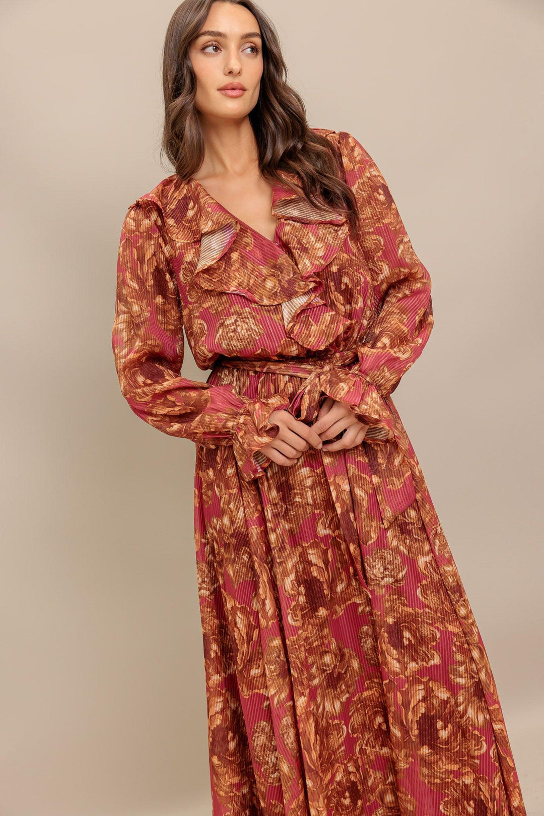 Autumn Sonata Woven Midi Dress from KADOU Boutique
