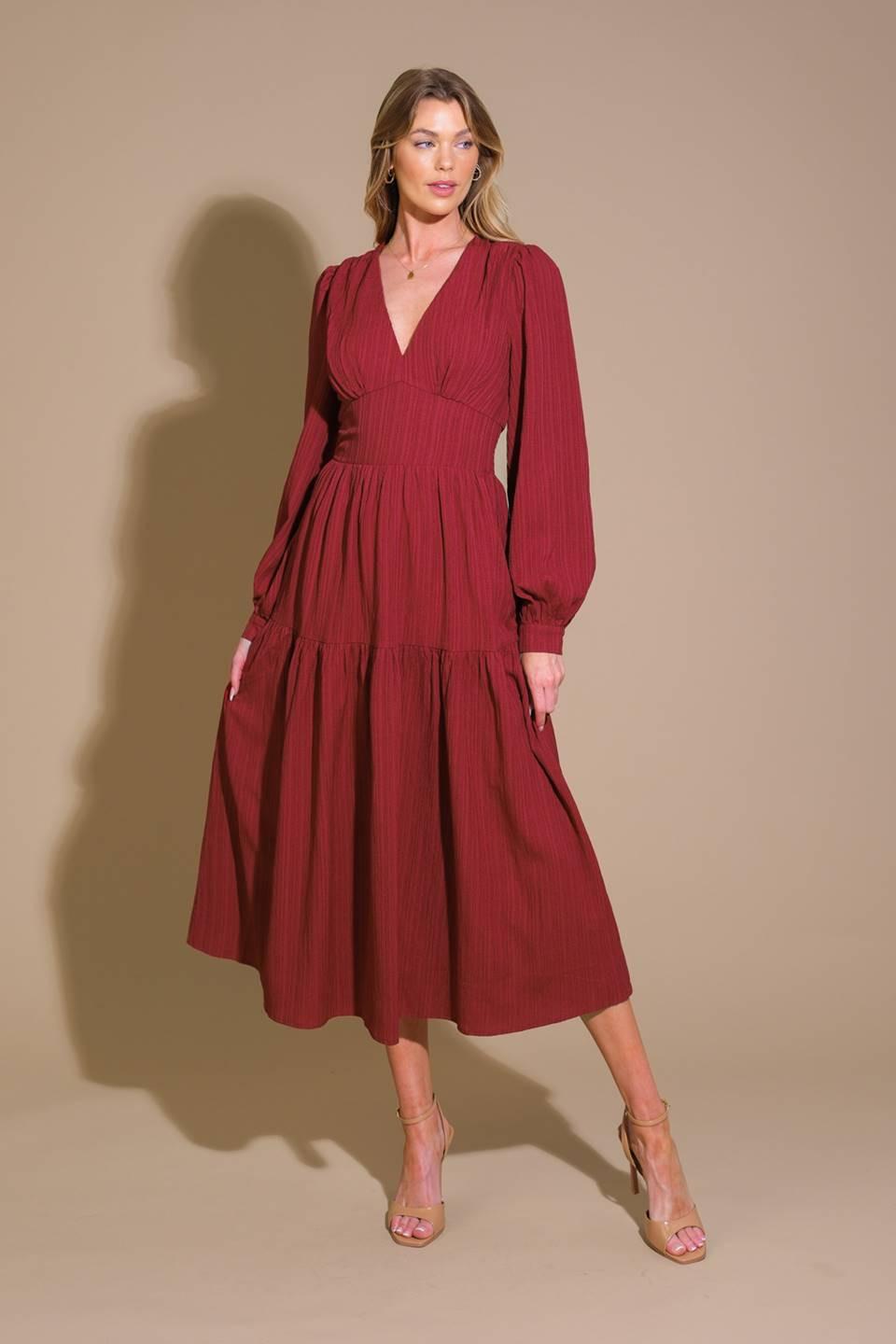 Posh Presence Woven Midi Dress from KADOU Boutique