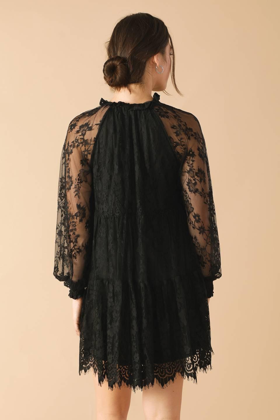This & That Black Woven Lace Mini Dress from KADOU Boutique
