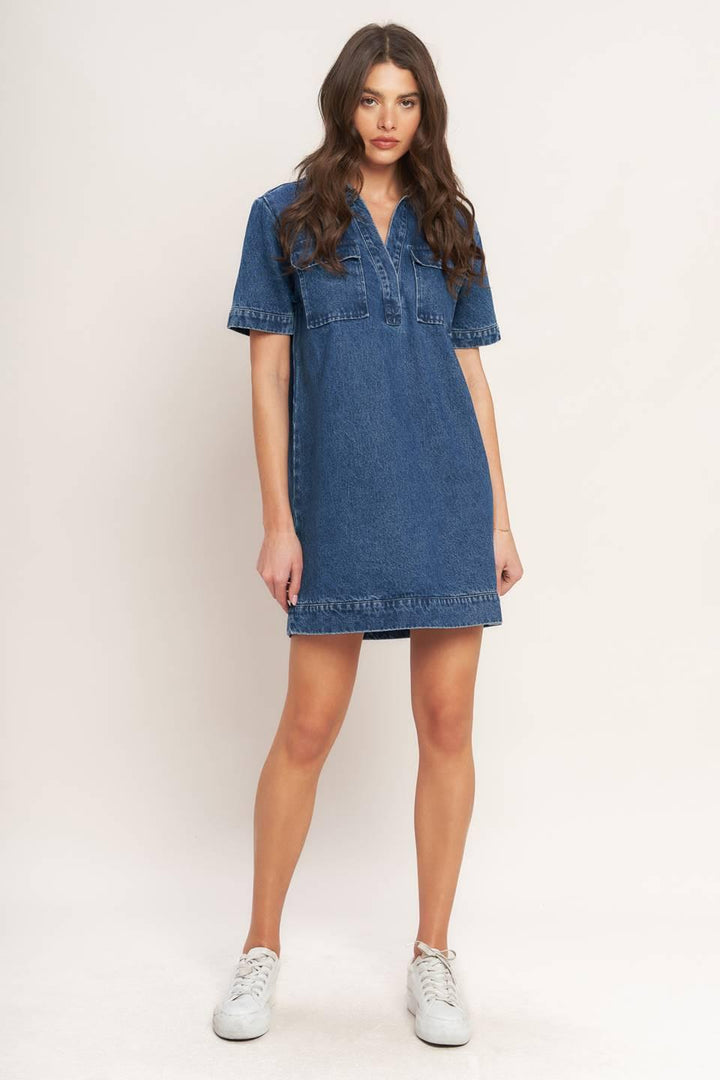 Blue Canvas Denim Mini Dress from KADOU Boutique