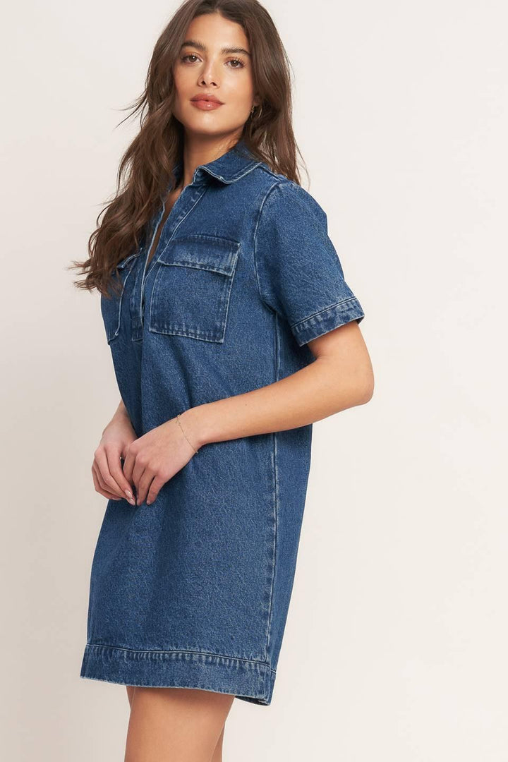 Blue Canvas Denim Mini Dress from KADOU Boutique