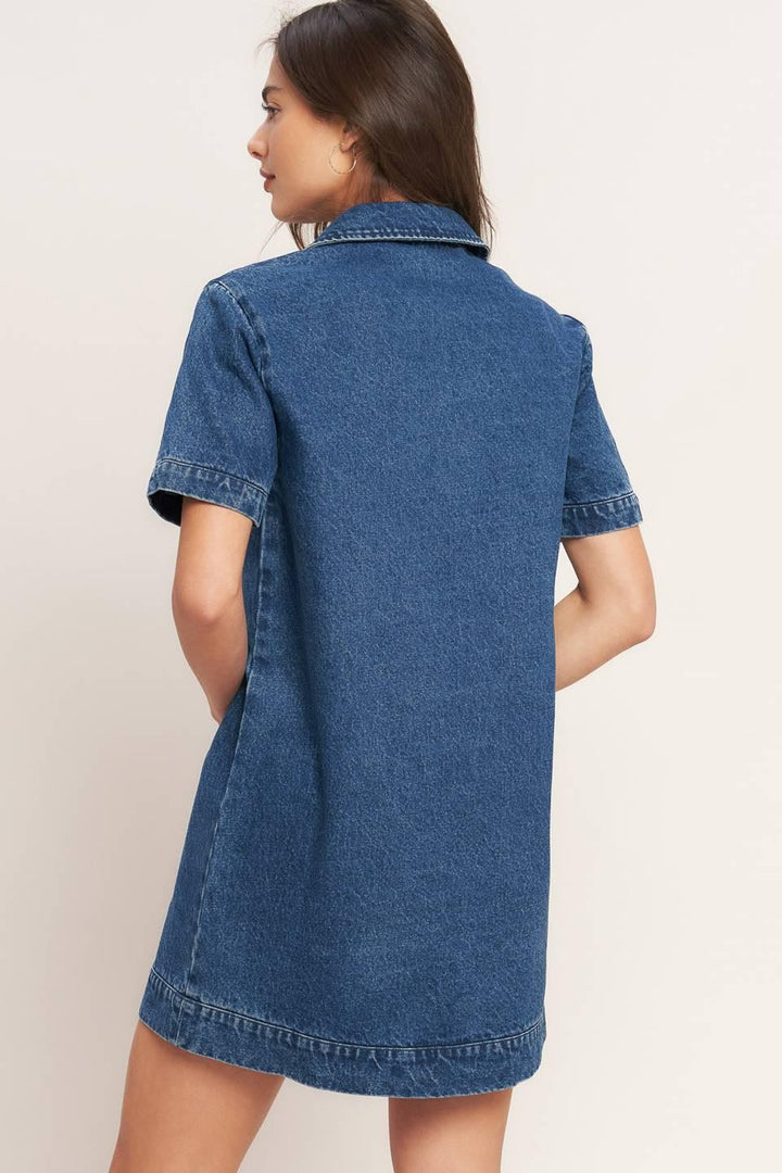 Blue Canvas Denim Mini Dress from KADOU Boutique