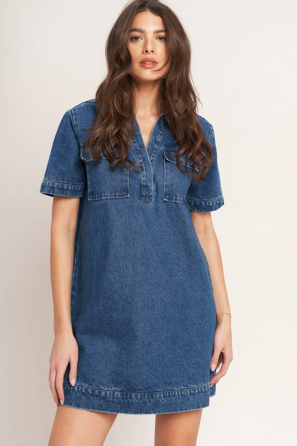 Blue Canvas Denim Mini Dress from KADOU Boutique