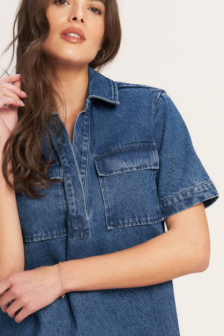 Blue Canvas Denim Mini Dress from KADOU Boutique