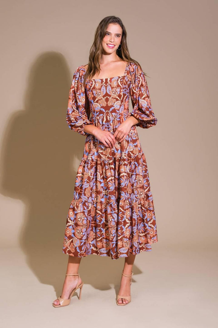 Keeping Tabs Woven Midi Dress from KADOU Boutique