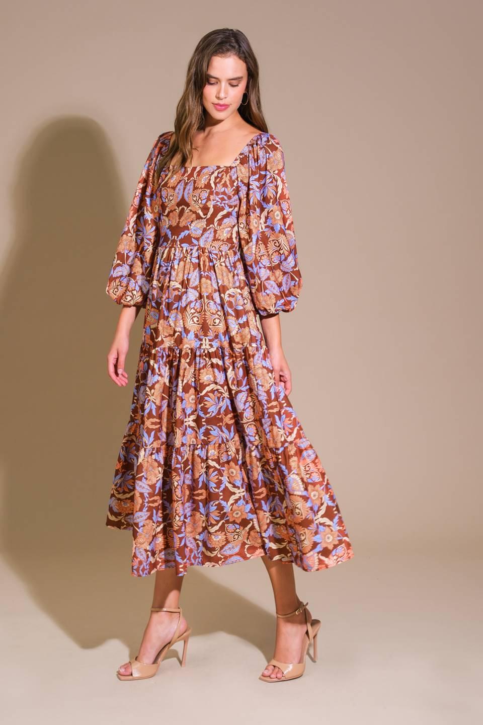 Keeping Tabs Woven Midi Dress from KADOU Boutique