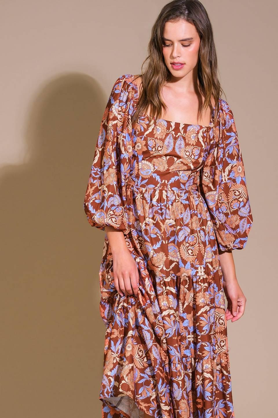 Keeping Tabs Woven Midi Dress from KADOU Boutique