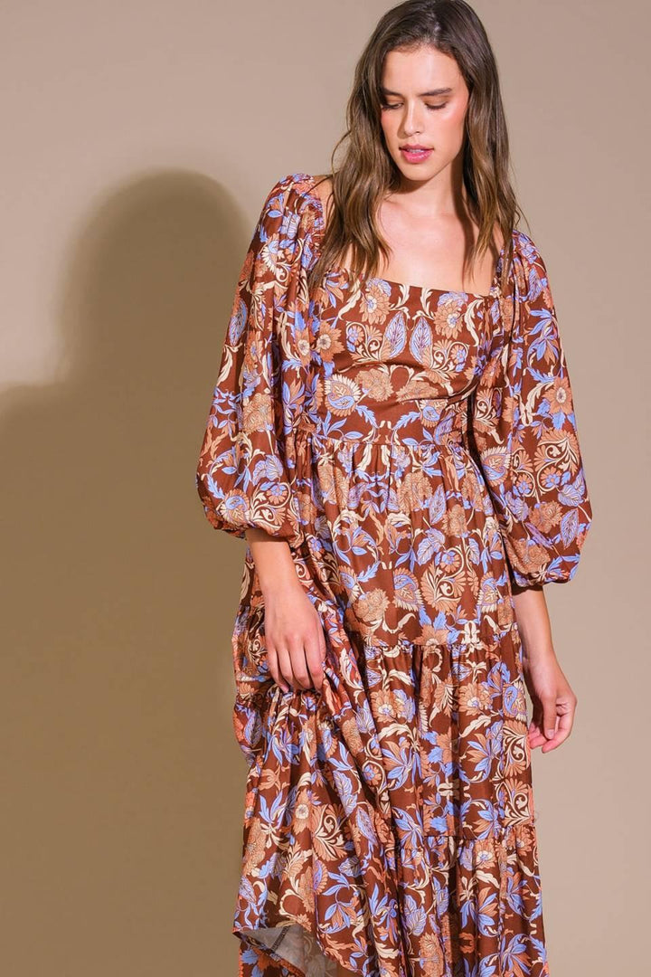 Keeping Tabs Woven Midi Dress from KADOU Boutique