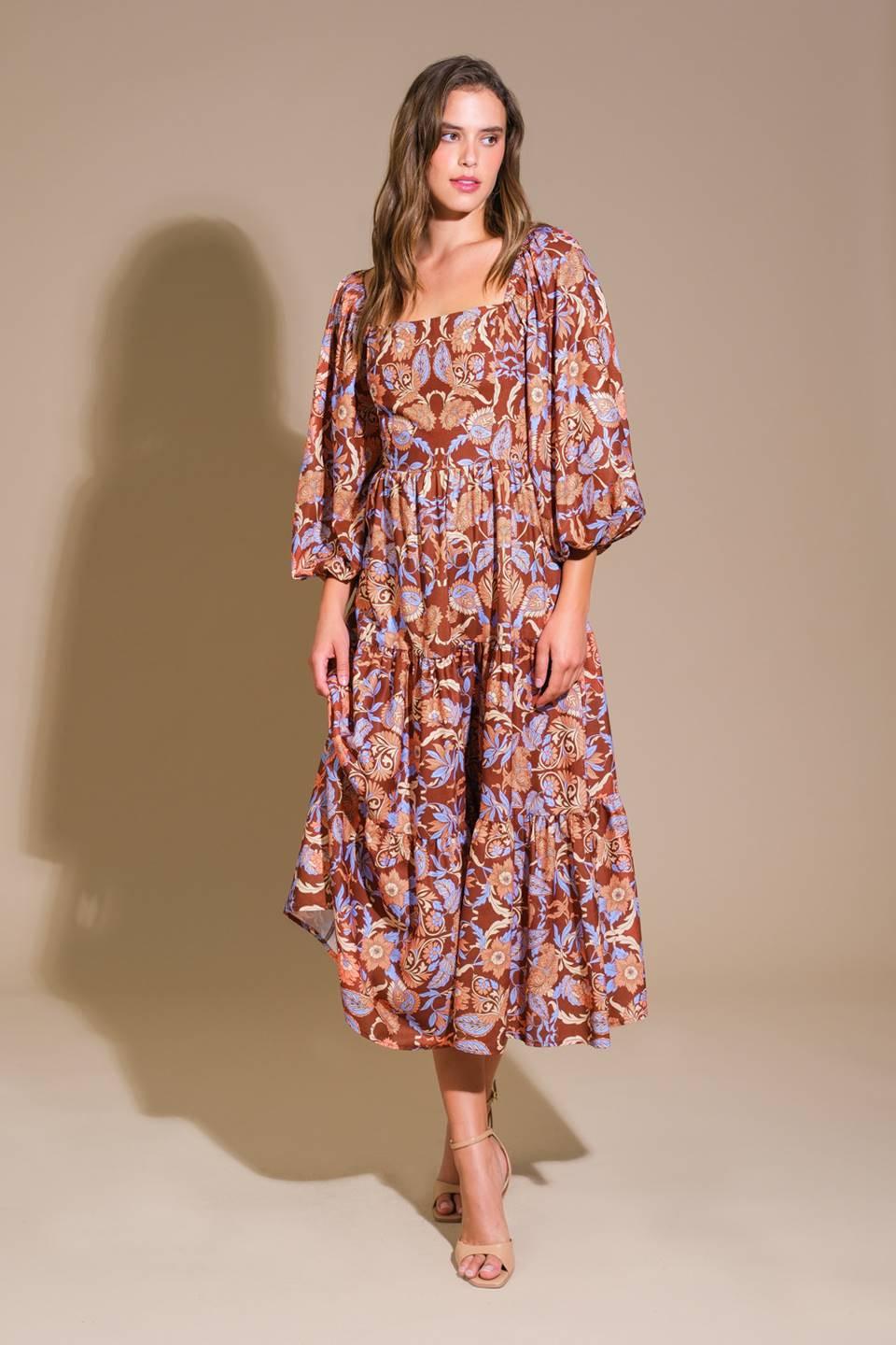 Keeping Tabs Woven Midi Dress from KADOU Boutique