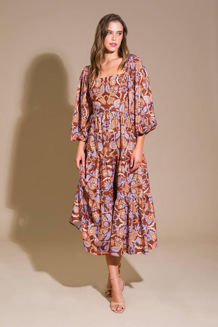 Keeping Tabs Woven Midi Dress from KADOU Boutique