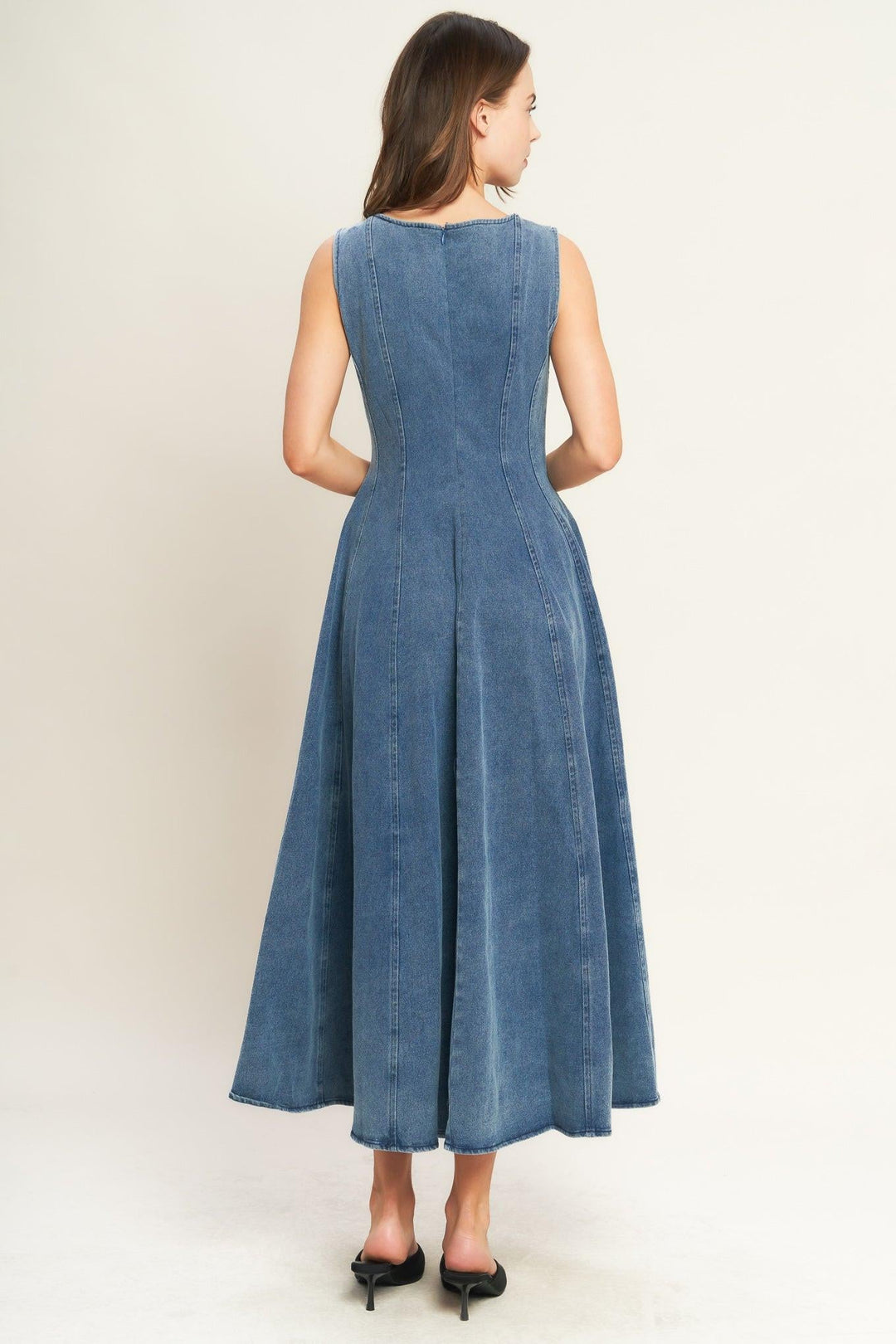 STARS AHEAD DENIM MIDI DRESS