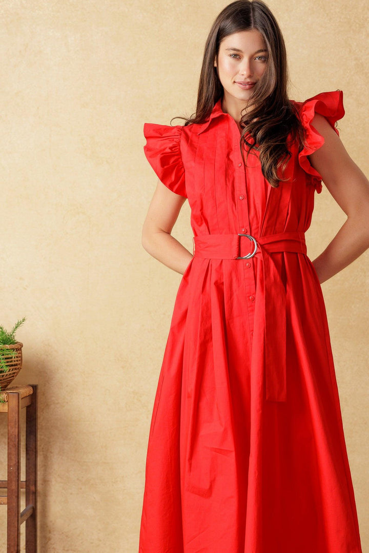 Glimpse in Time Woven Midi Dress from KADOU Boutique