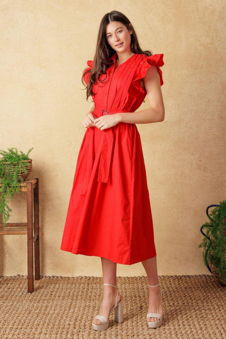 Glimpse in Time Woven Midi Dress from KADOU Boutique