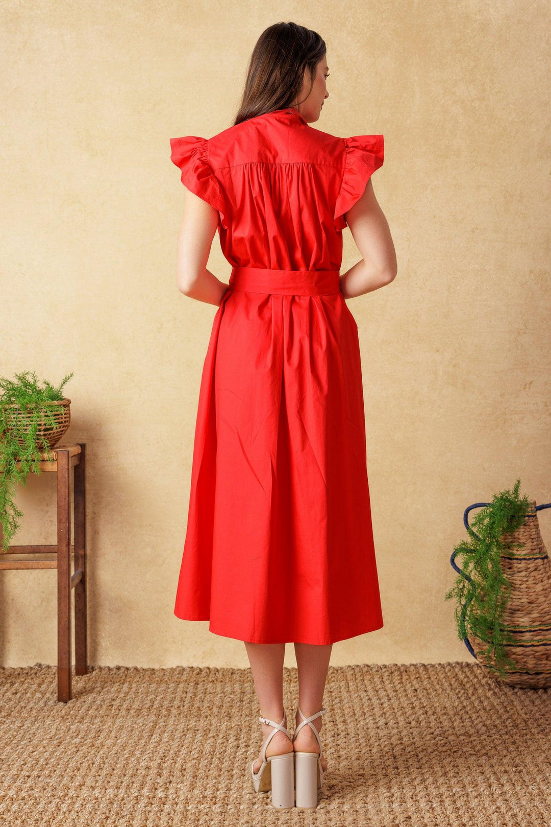 Glimpse in Time Woven Midi Dress from KADOU Boutique